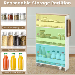 Slim Storage Cart w/Handle, 4-Tier Slide Out Utility Cart, Shelving Unit Organizer Trolley for Narrow Places