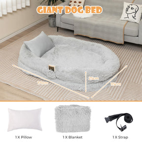 Human Dog Bed, Washable Fluffy Faux Fur Nap Bed Fits Pets & People Adults Doze Off