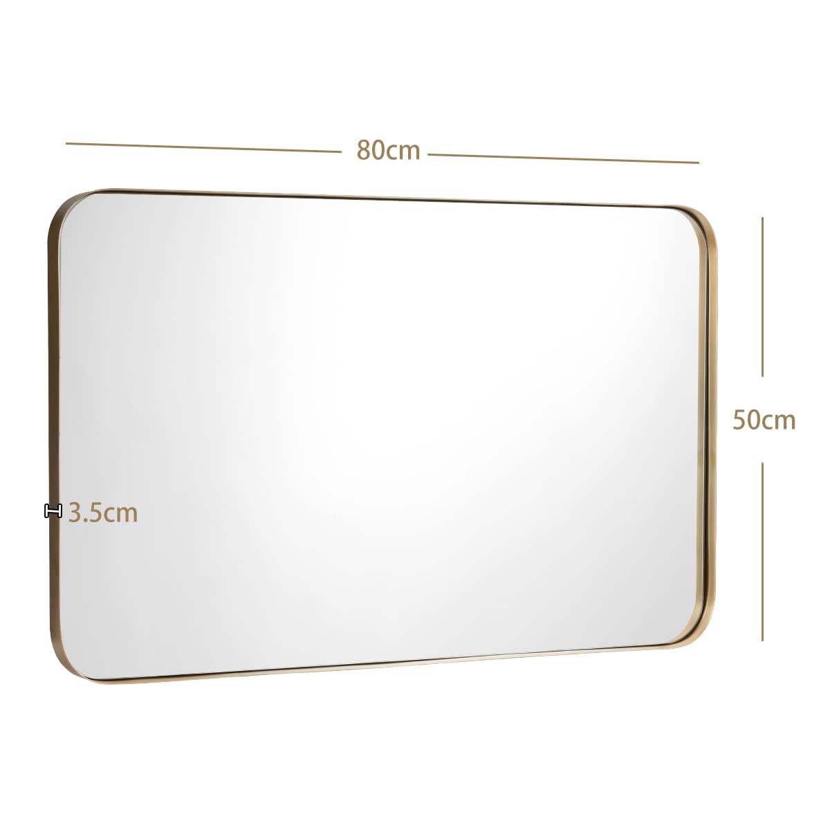 Giantex 80cm x 50cm Bathroom Wall Mirror, Rectangular Wall Hanging Mirror (Gold)