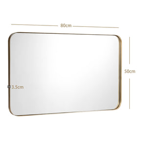 Giantex 80cm x 50cm Bathroom Wall Mirror, Rectangular Wall Hanging Mirror (Gold)