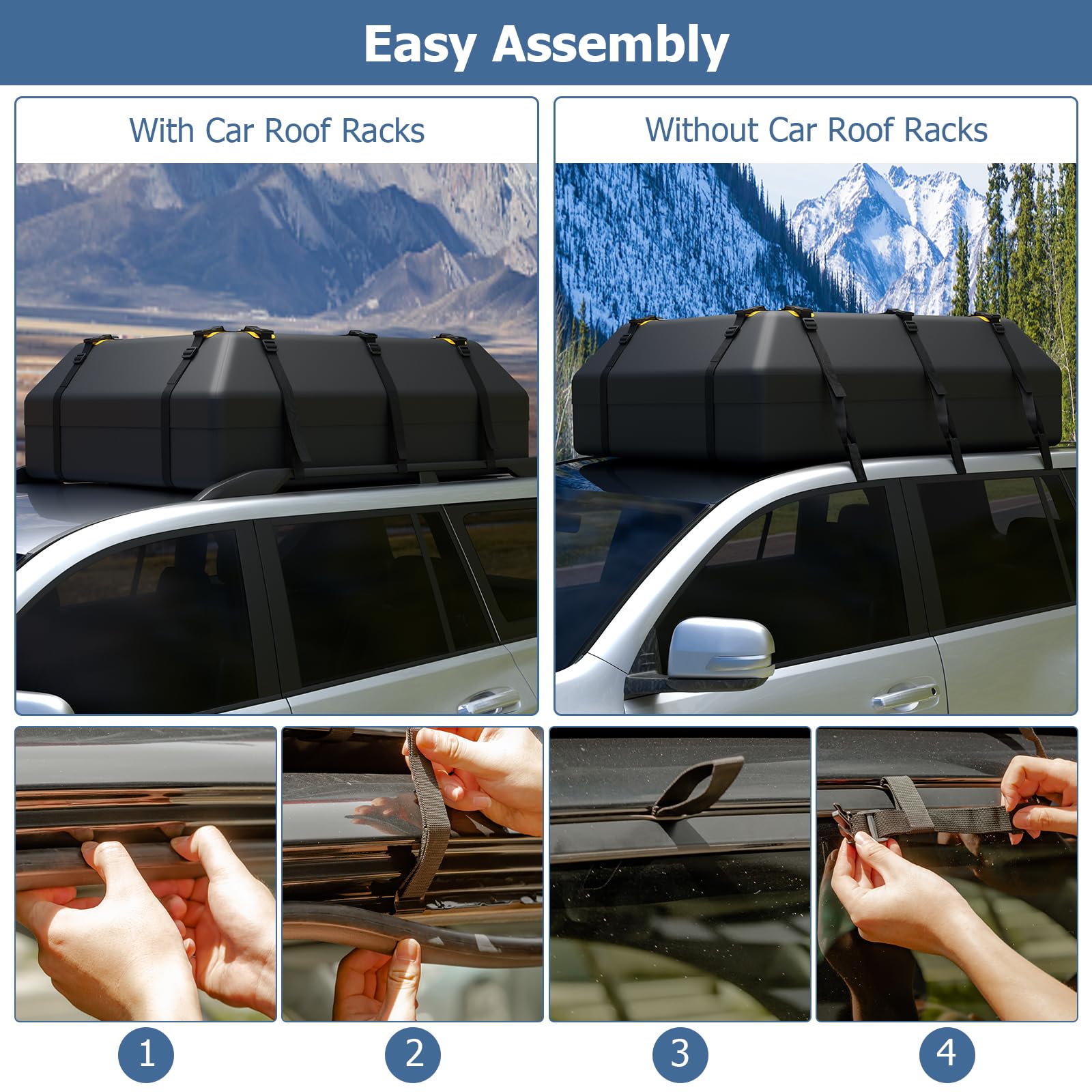 595 L Car Roof Bag with Door Hooks and Non-slip Mat