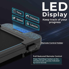 140kg Capacity Under Desk Treadmill Walking Pad w/Remote & APP Control LED