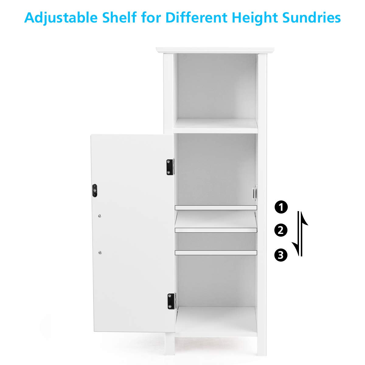 Bathroom Floor Cabinet w/Single Door & Adjustable Shelf, Avoid Tipping Over & Wobbling