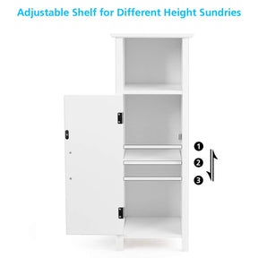 Bathroom Floor Cabinet w/Single Door & Adjustable Shelf, Avoid Tipping Over & Wobbling