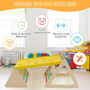 3 in 1 Triangle Climber with Ramp, 3 Piece Play Equipment Wooden Climbing Toys for Toddlers