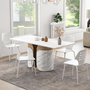 Giantex Metal Dining Chair Set of 4, Modern Kitchen Dinner Chair with Hollowed Backrest & Metal Legs