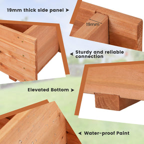 Raised Garden Bed, Fir Wood Planter Box with 2 Drainage Holes & 3 Added Bottom Crossbars
