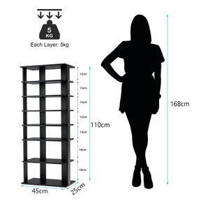 Giantex 7-Tier Wooden Shoe Rack, Shoe Storage Tower Multiple Layers, Detachable Board