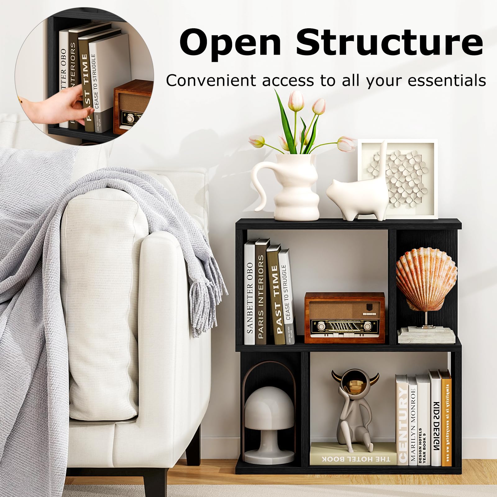 3-Tier Bookshelf, Display Shelf for Small Space