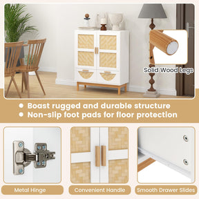 Giantex 2-Door Sideboard Buffet Cabinet, Accent Floor Storage Cabinet with Bamboo Woven Doors