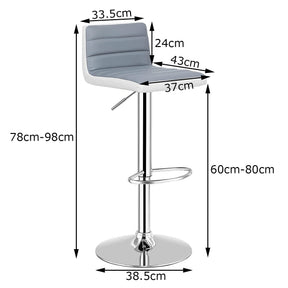 Giantex 2PC Gray & White Bar Stools, Modern Swivel Barstools, Adjustable Height, Gas Lift, PU Leather Seat