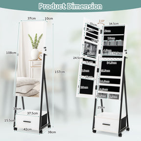 Giantex Mirror Jewelry Cabinet, Jewelry and Makeup Organizer w/ Full Length Mirror