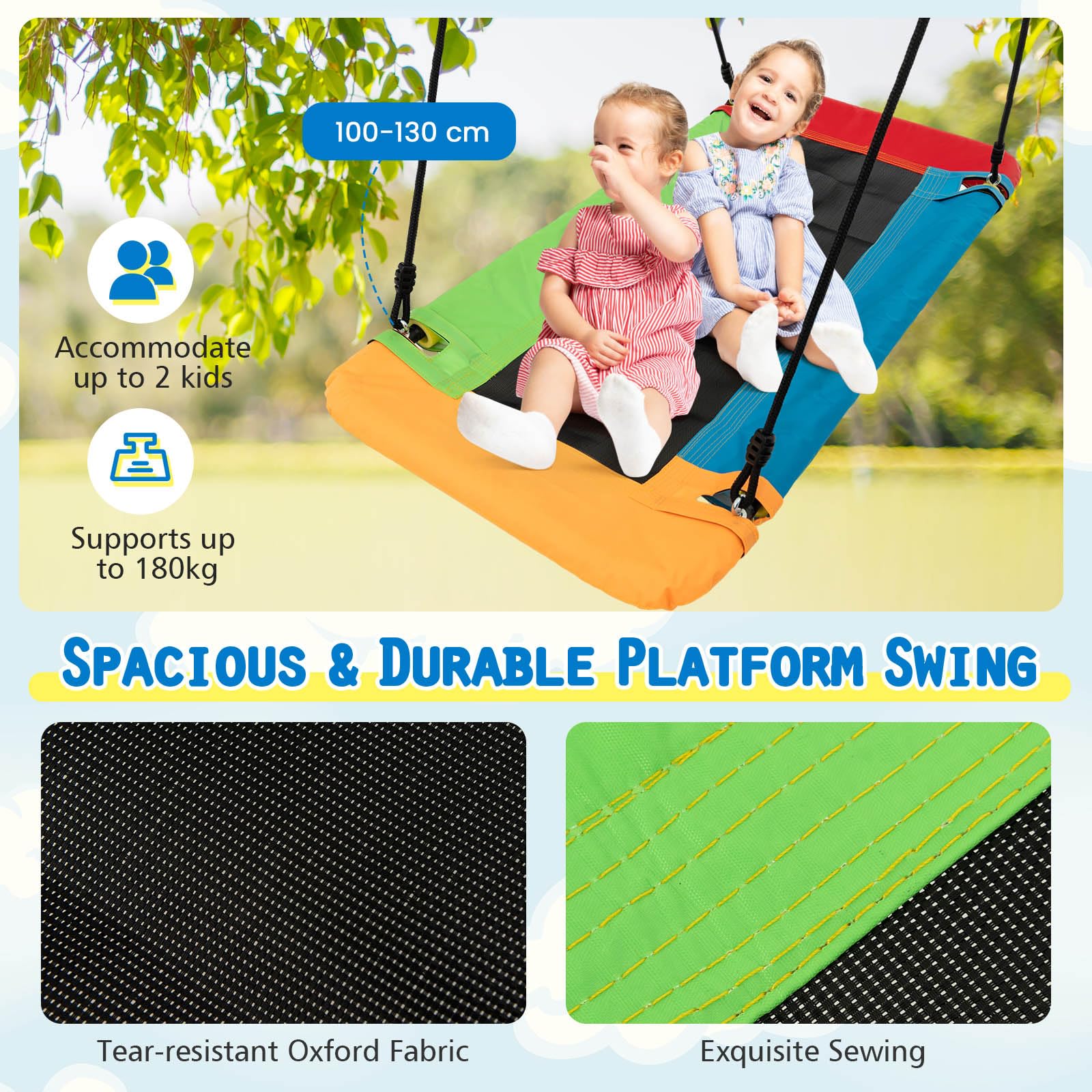 300 KG Indoor & Outdoor Swing Set, Heavy Duty Carbon Steel Swing Frame w/ 1 Belt Swing