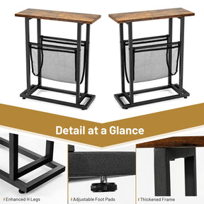 Giantex 2-Layer Rustic Side Table, Small Industrial End Table W/Magazine Holder, Wood Tabletop