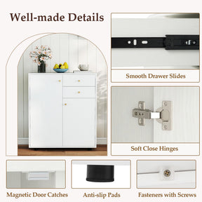 Kitchen Sideboard Buffet Cabinet with 2 Drawers 2 Doors and 3 Adjustable Shelves