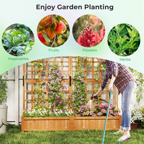 Giantex 72" Large Raised Garden Bed with Trellis & Roof, Wooden Garden Bed