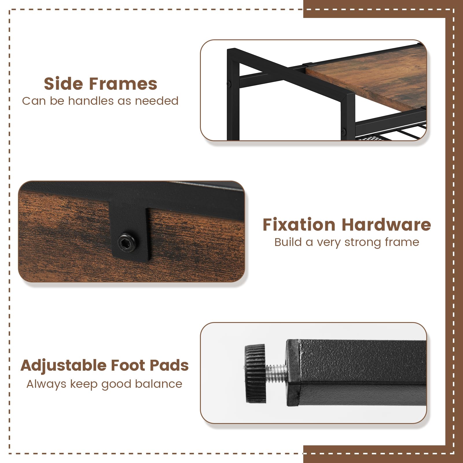 Giantex Industrial Entryway Table, Sofa Side Table with Removable Panel & Mesh Shelf
