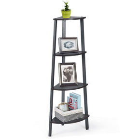 Giantex 4-Tier Corner Shelf, Lightweight Wood Look Organizer w/Metal Frame, Multipurpose Storage Shelf