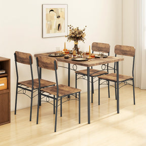 Dining Table Set for 4 5-Piece Industrial Kitchen Furniture Dinette Set
