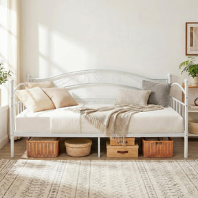 Metal Daybed Frame, 190 x 90 cm Sofa Bed with Classic Headboard