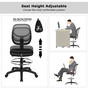 Mesh Drafting Computer Swivel Chair, Office Desk Chair, Ergonomic Armless Executive Task Chair