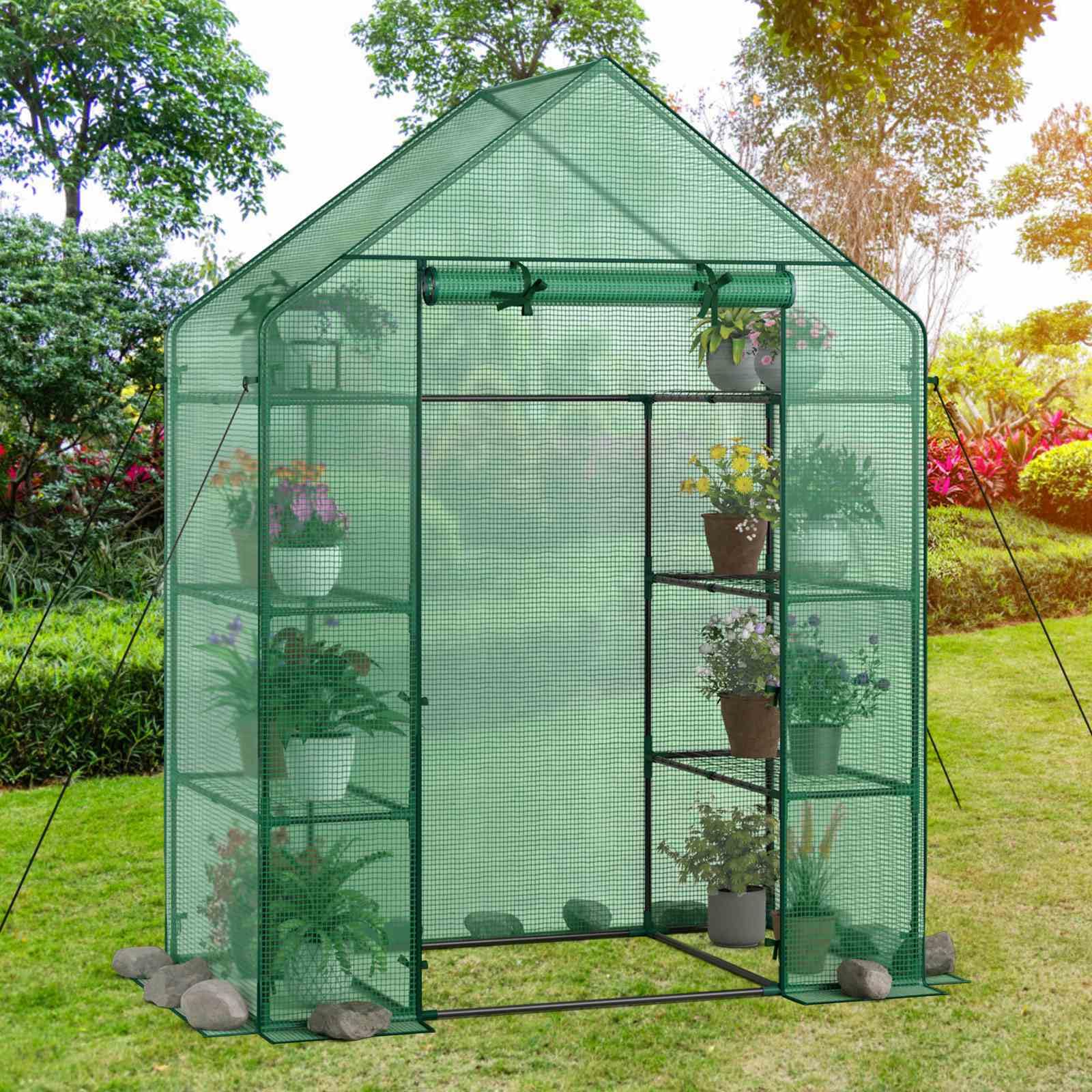 194cm Garden Greenhouse 3-Tier Waterproof Anti-UV Tarpaulin for Flower