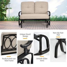 2 Seats Swing Glider Chair with Cushions for Outdoor