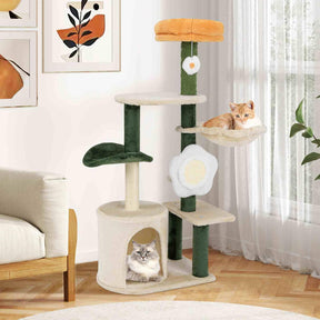 Cute Flower Cat Tree for Indoor w/Plush Top Perch