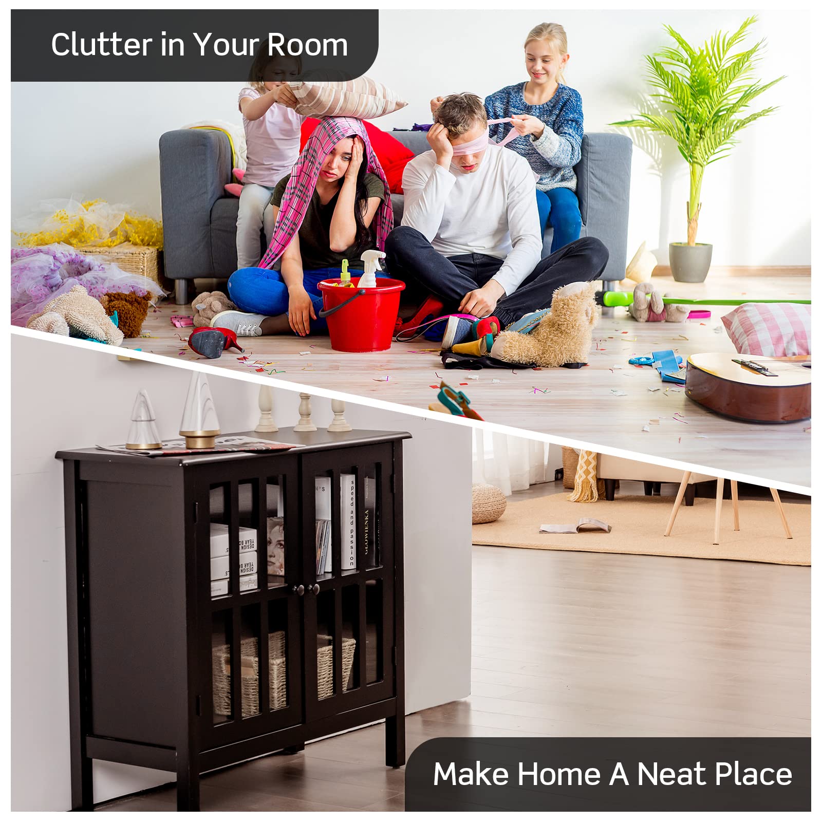Storage Sideboard Cabinet, Free Standing Console Table Organizer