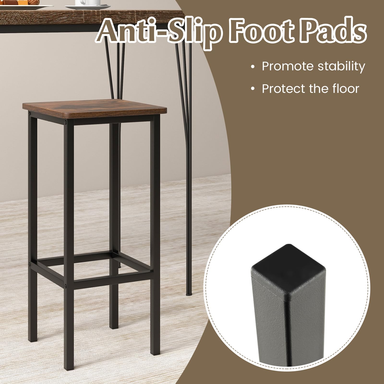 72cm Bar Chair with Metal Legs & Footrest