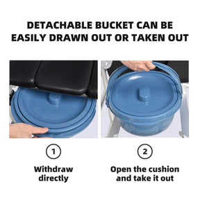 Toilet Commode Wheelchair, Multifunctional Rolling Commode Chair w/ 5-Level Adjustable Height & Removable Toilet