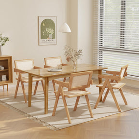 Rattan Dining Chair, Cane Kitchen Chair with Sturdy Bamboo Frame