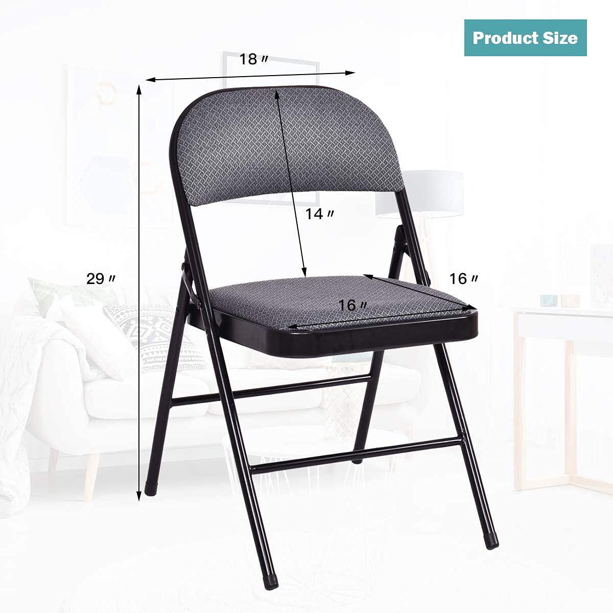 Giantex 4-Pack Folding Chairs, Fabric Folding Chairs