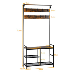 Giantex Hall Tree Coat Rack, 3-In-1 Multifunctional Coat Rack Stand
