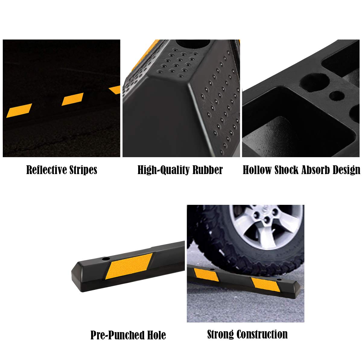 183cm Rubber Parking Block RV Trailer Wheel Tire Stopper Garage Driveway