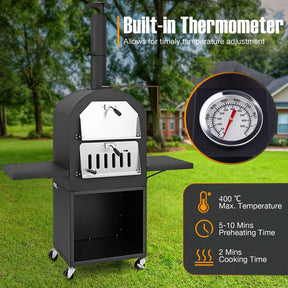 Outdoor Wood Fired Pizza Pizza Oven with Protective Cover for BBQ