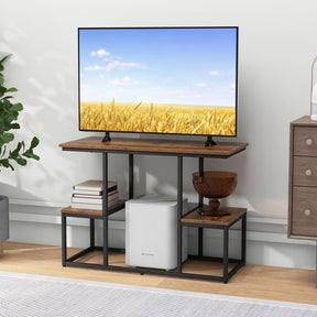 Giantex Rustic TV Console Table for 50 Inches TVs, Industrial Sofa Table with Open Storage Shelves