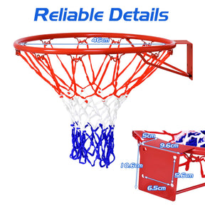 46 CM Basketball Rim Replacement, Heavy-Duty Wall Mounted 18“ Basketball Hoop Net