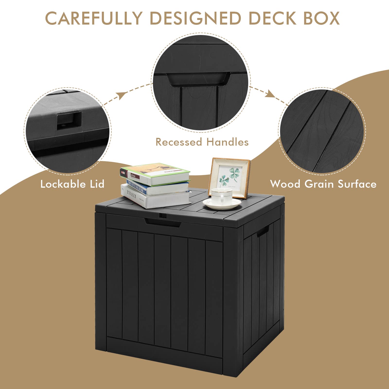 Deck Box, 118L Outdoor Storage Box for Patio Tools, Cushions, Garden Supplies