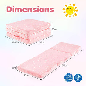 Foldable Floor Mattress for Kids, Glow in The Dark Toddler Floor Nap Mat w/Washable Flannel Cover