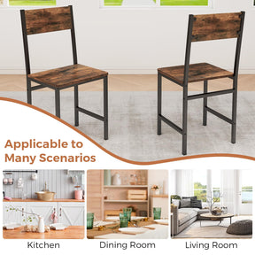 Dining Chairs Set of 2/4, Rustic Wood & Metal Frame