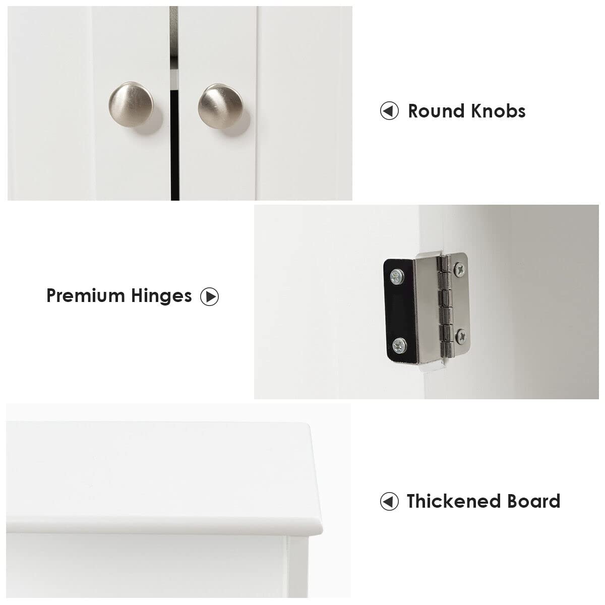 Bathroom Floor Cabinet, Storage Cabinet w/One Open Shelf Two Doors and Two Adjustable Drawers