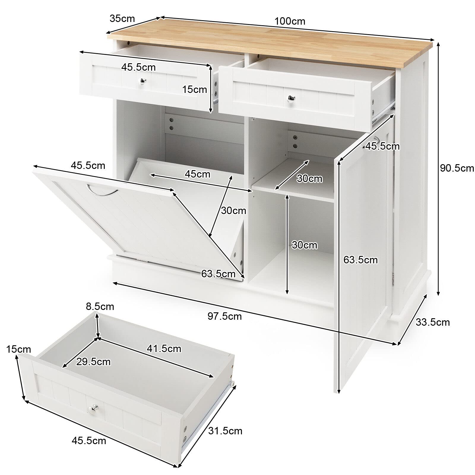 Giantex Kitchen Trash Cabinet, Tilt Out Trash Bin Cabinet with Single Trash Can Holder