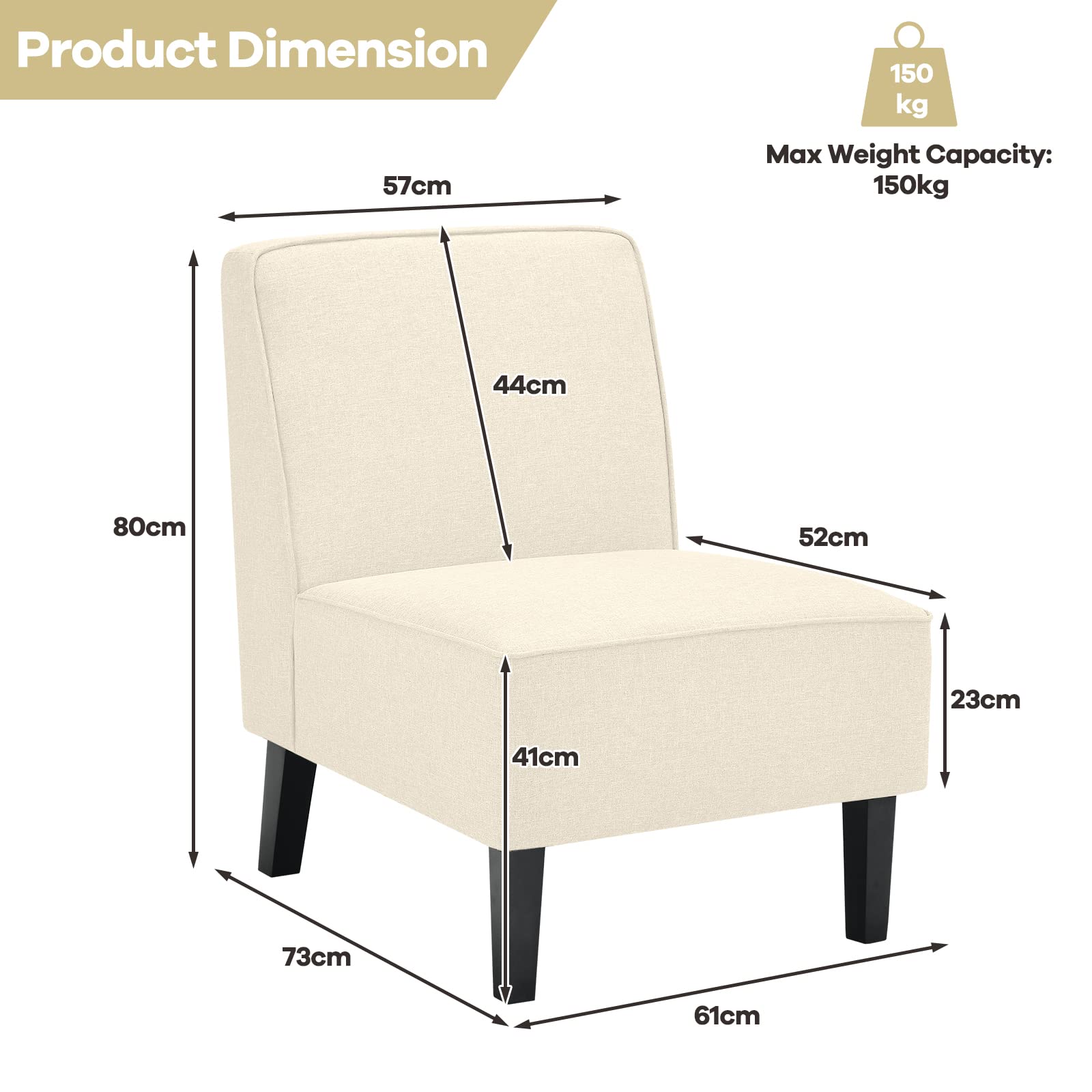 Giantex Upholstered Accent Chair, Linen Fabric Single Sofa Armless Chair