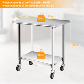 Giantex Stainless Steel Workbench, Prep Work Table, Adjustable Bottom Shelf