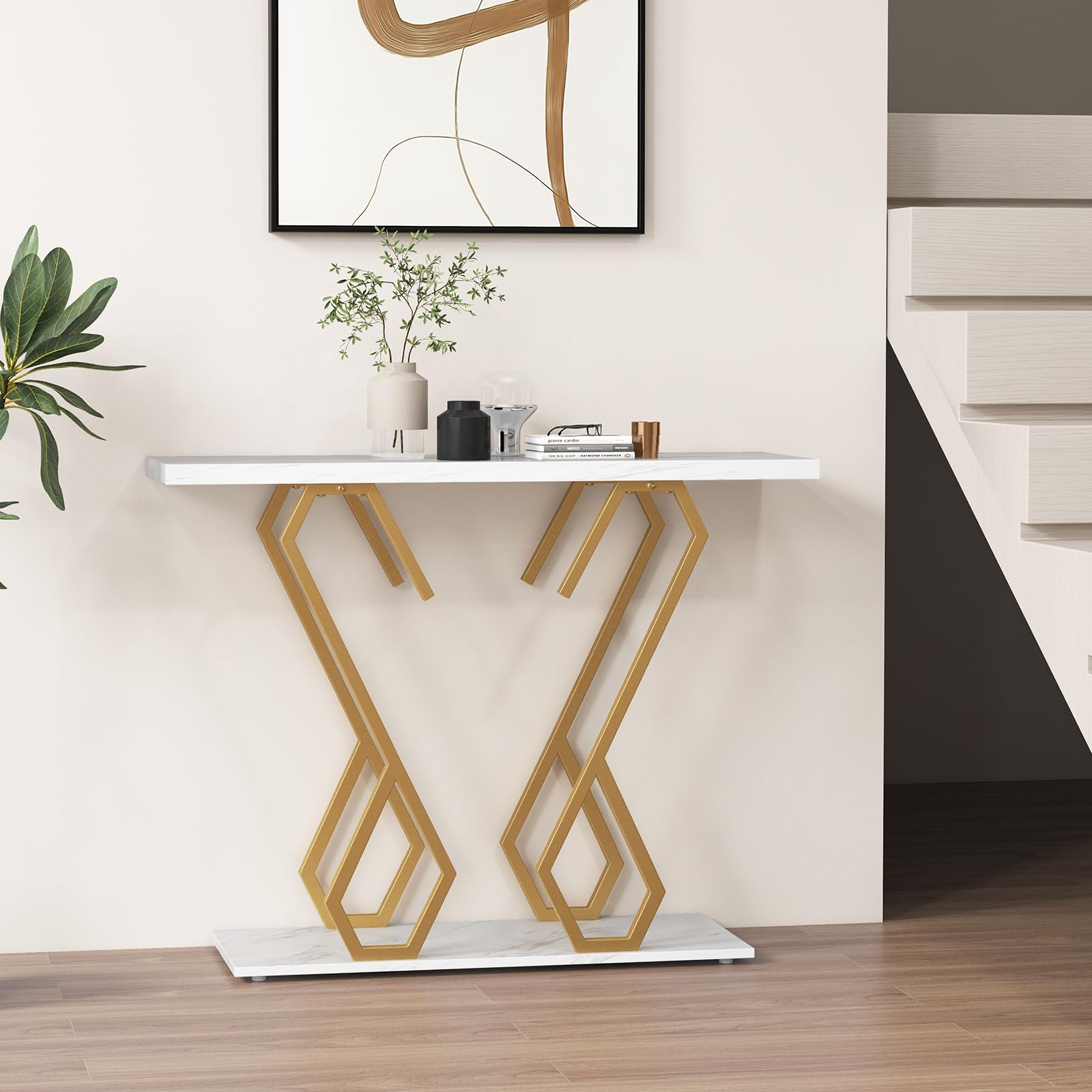 Faux Marble Console Table Foyer Table Entryway Hallway Table Side Table