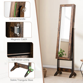 Mirror Jewelry Cabinet Standing with 4 Shelves and 3 Adjustable Tilt Angles