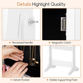 Giantex Freestanding Jewelry Cabinet, Lockable Jewelry Armoire w/Full-Length Mirror & LED Lights
