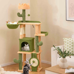 160cm Cactus Cat Tree for Indoor Cats Modern Multi-level Cat Tower w/Sisal Posts