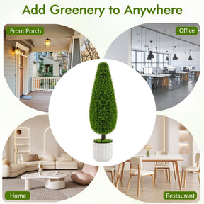 90cm Artificial Cedar Teardrop Shaped Bush Potted Topiary Plant for Home 2 Pack